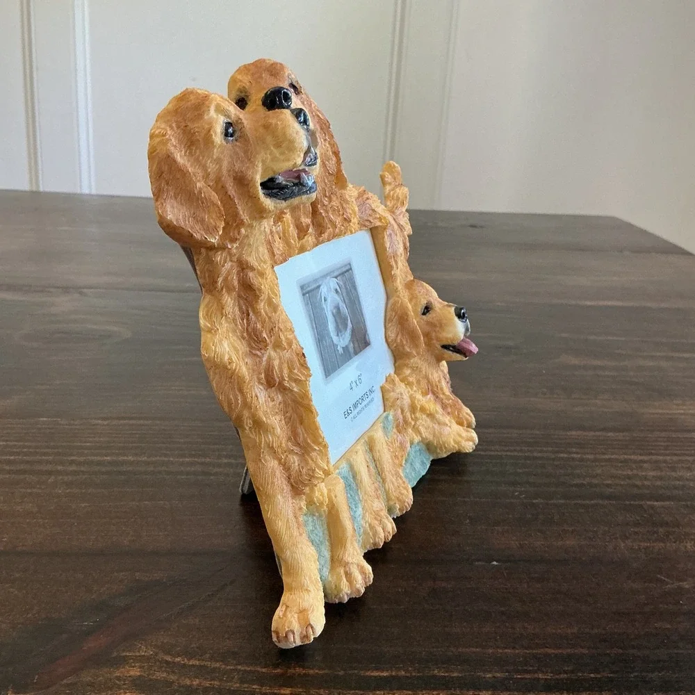 E&S Imports Golden Retriever 3D Resin Picture Frame 4x6 Horizontal Dog Decor